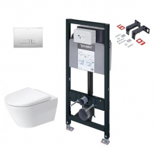 Комплект инсталляции с подвесным унитазом DURAVIT D-Neo с сиденьем и кнопкой Set_D-Neo_хром